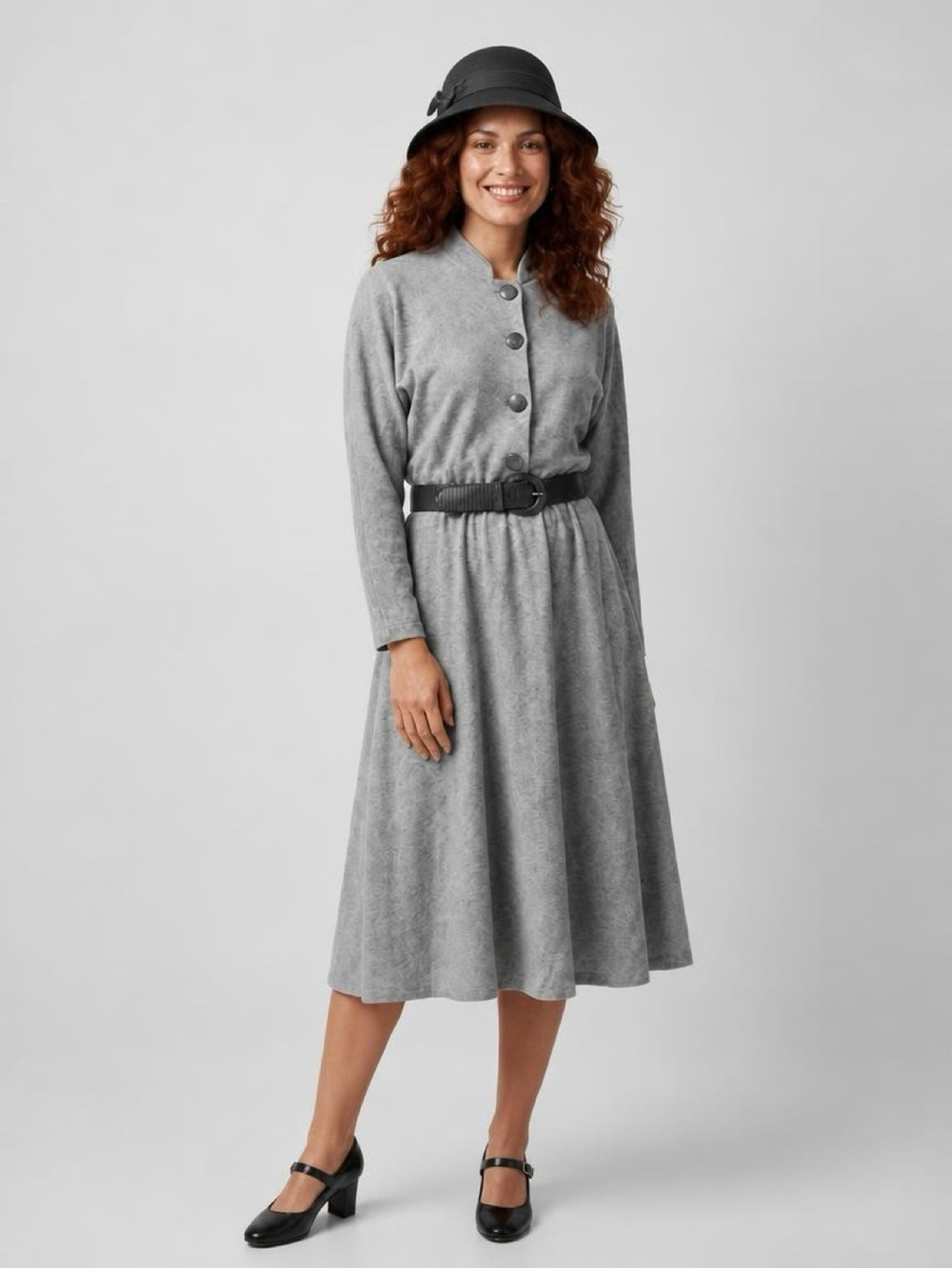 Caron Vintage 80’s grey belted dress. Size 6